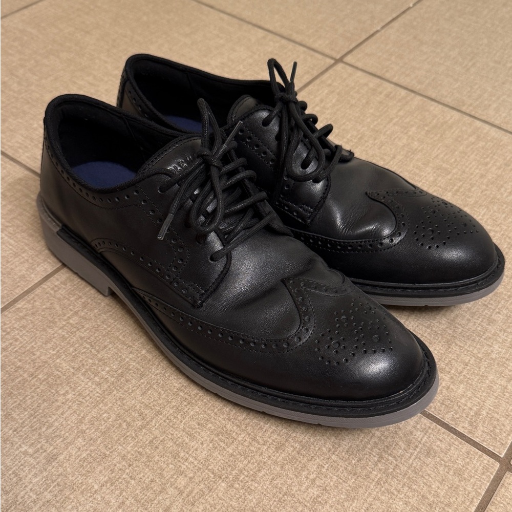 Cole Haan Goto Wingtip Derbys - Black Leather